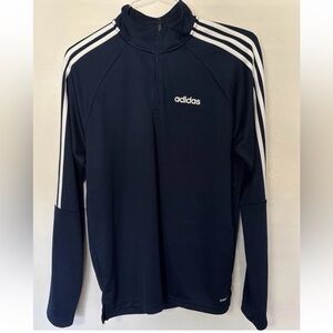 adidas Navy Aeroready Half-Zip Track Top with White Stripes